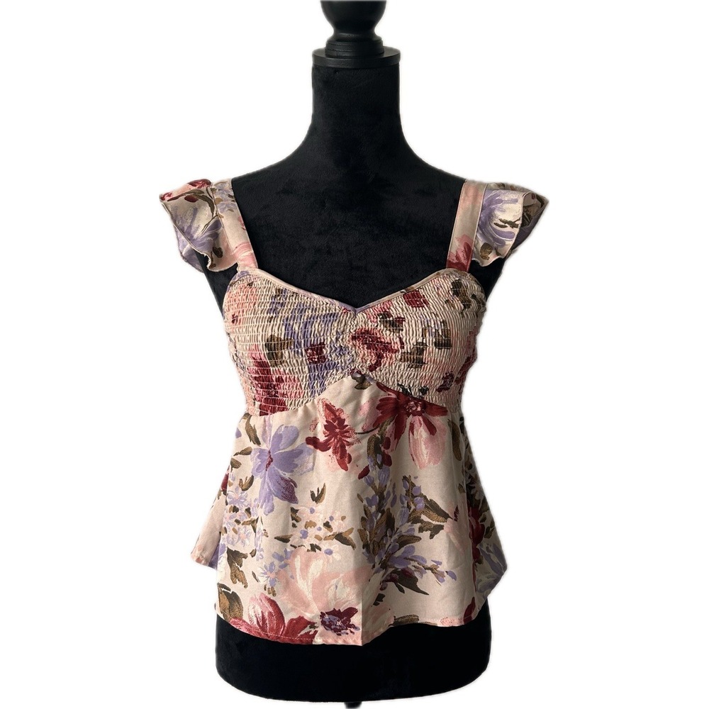 BOG Collective Women's Size Small Adjustable Ruffle Strap Sleeve  Tank Top